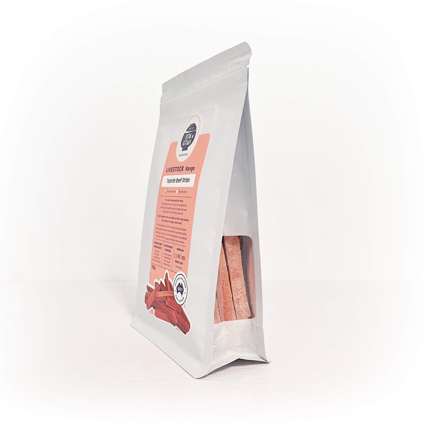 premium freeze dried treats topside beef strips