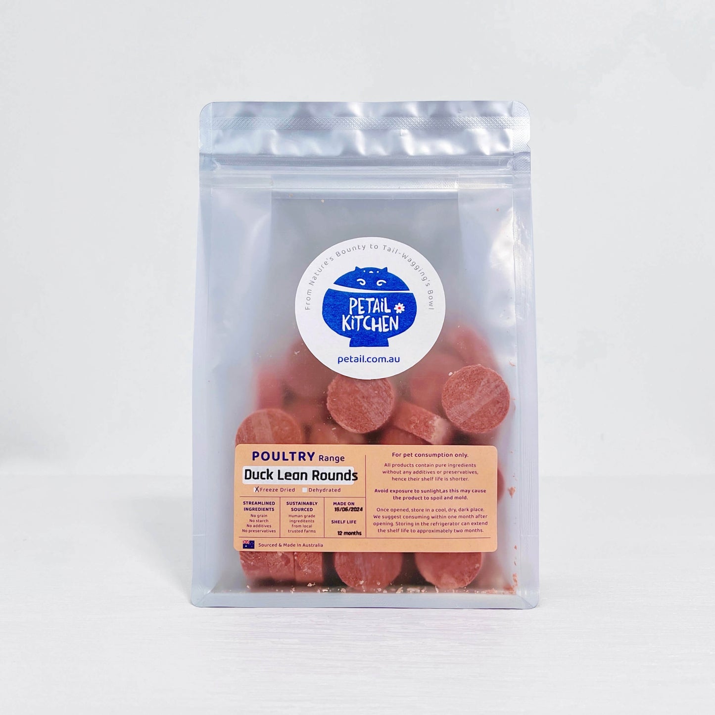 freeze-dried duck lean rounds for cats & dogs