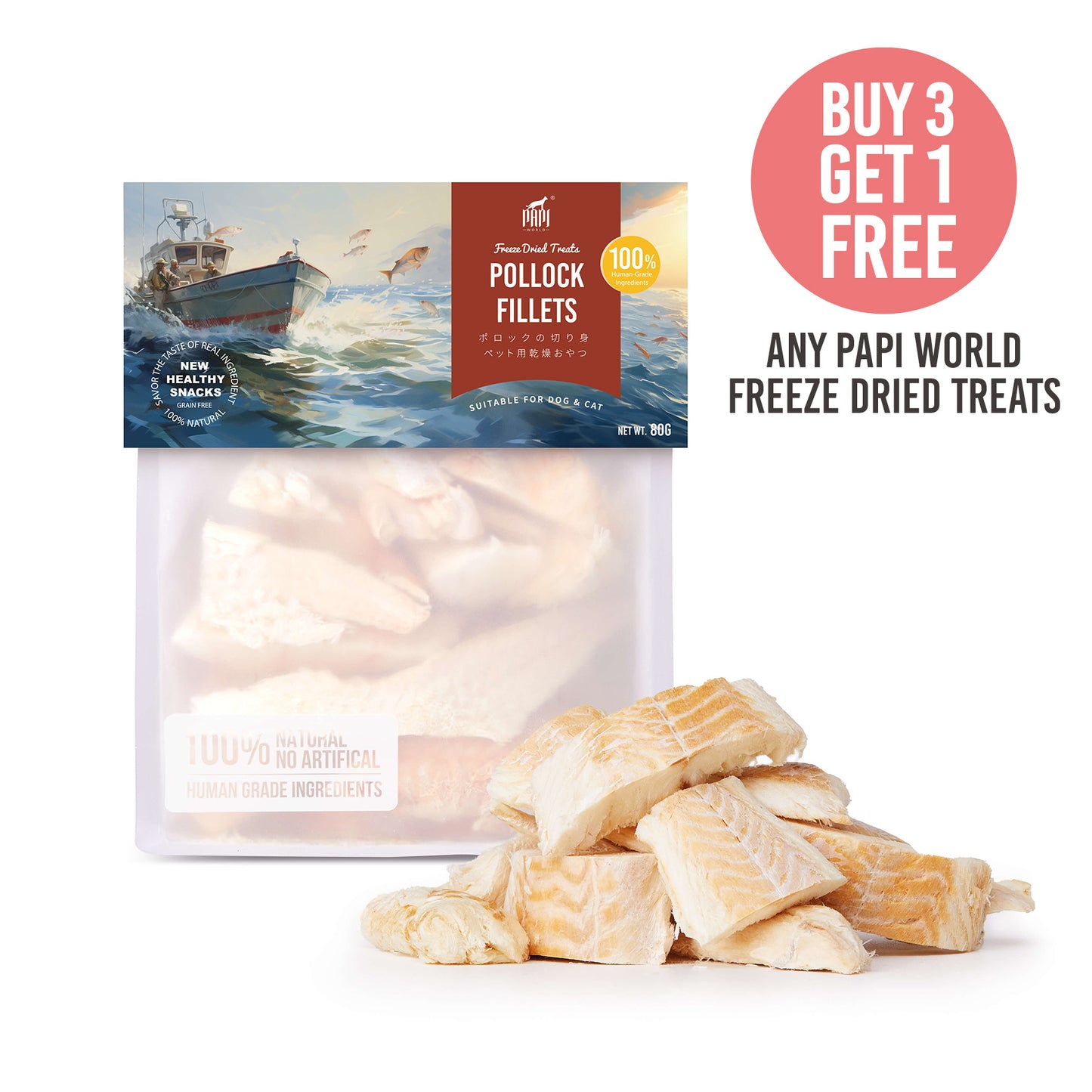 freeze dried pollock fillets for pets 80g