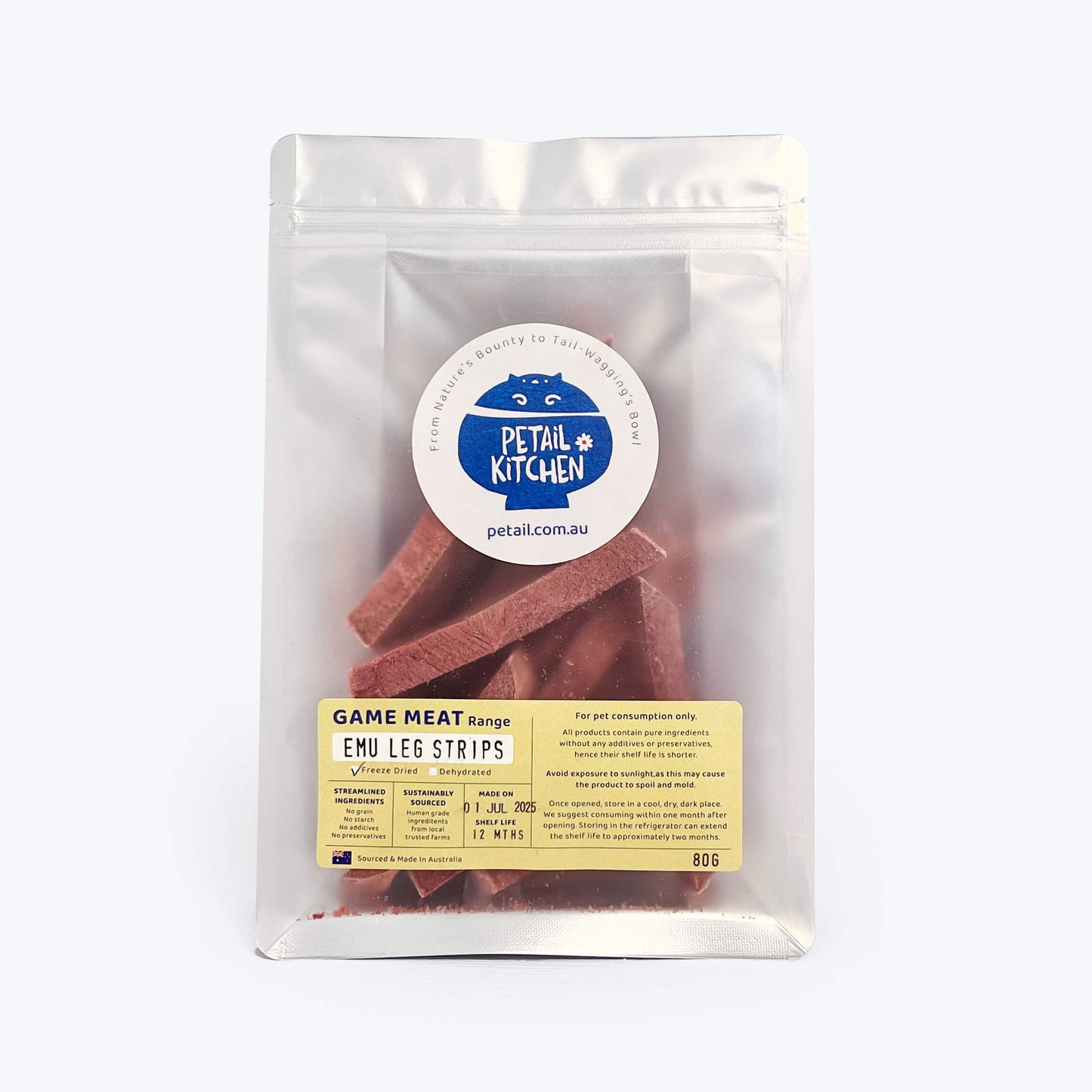 freeze-dried emu leg strips