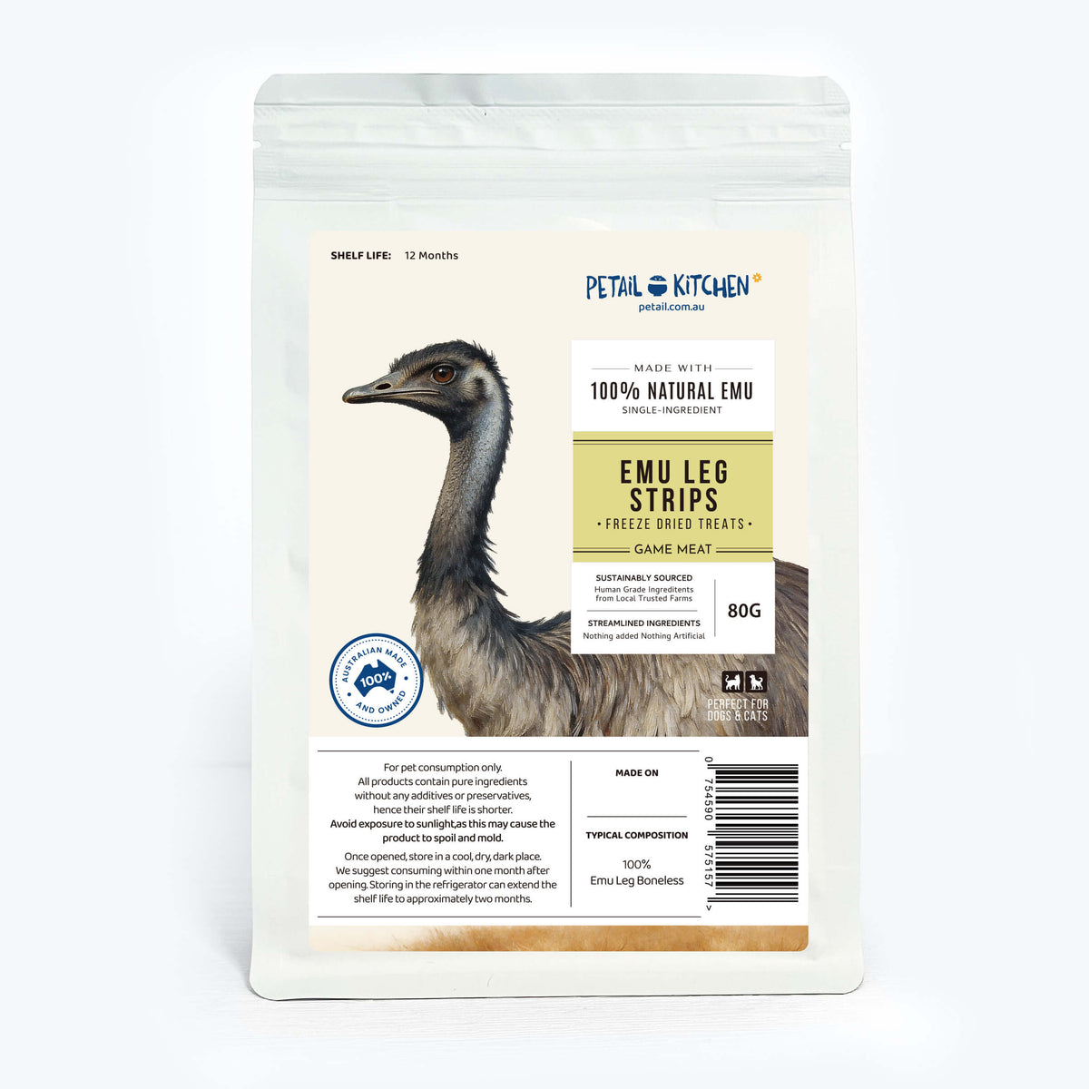 freeze-dried emu leg strips
