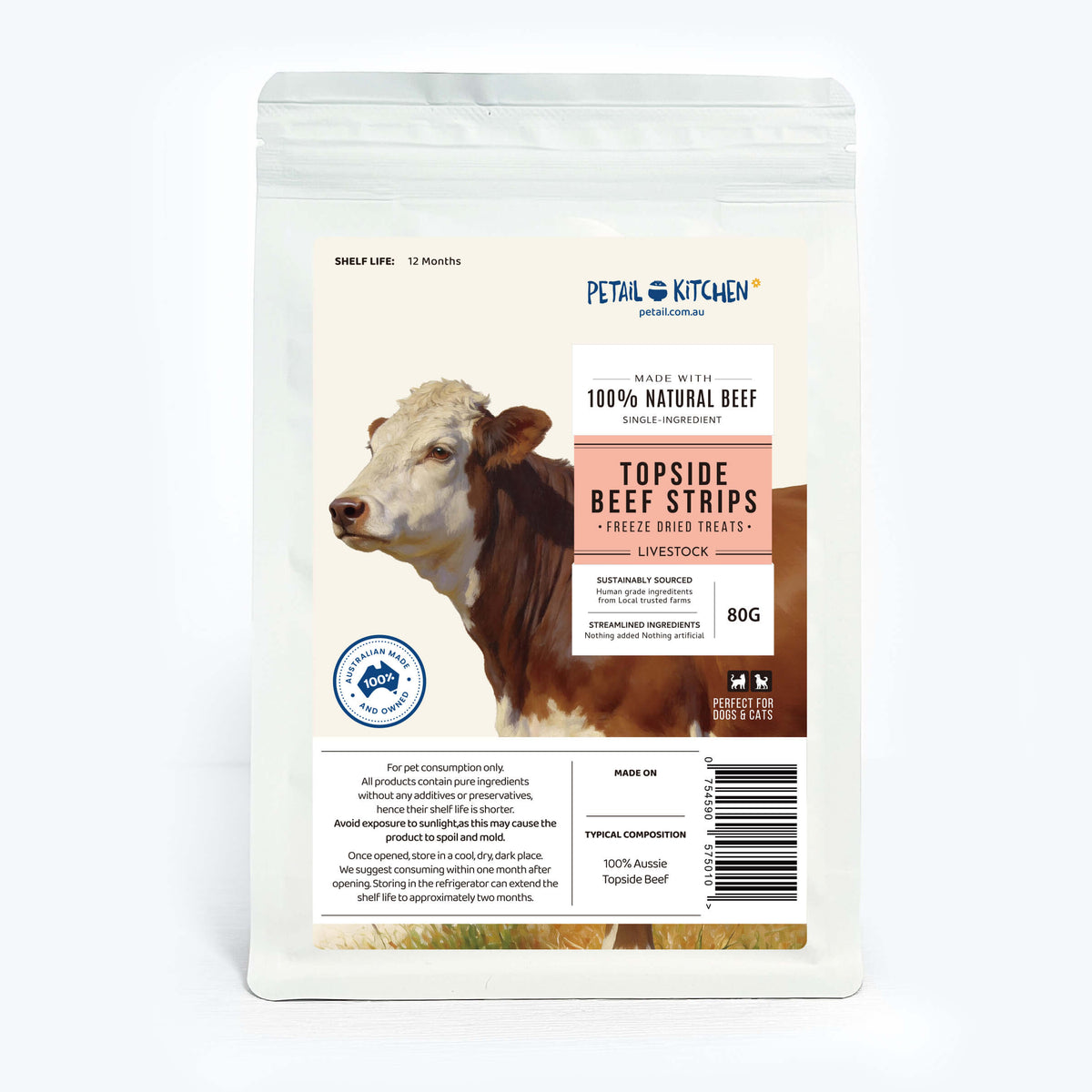 premium freeze dried treats topside beef strips