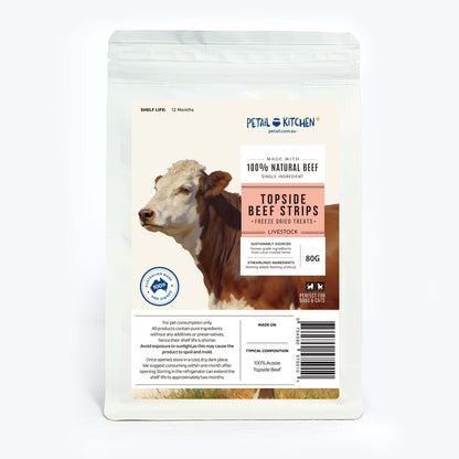 Premium Freeze Dried Treats Topside Beef Strips