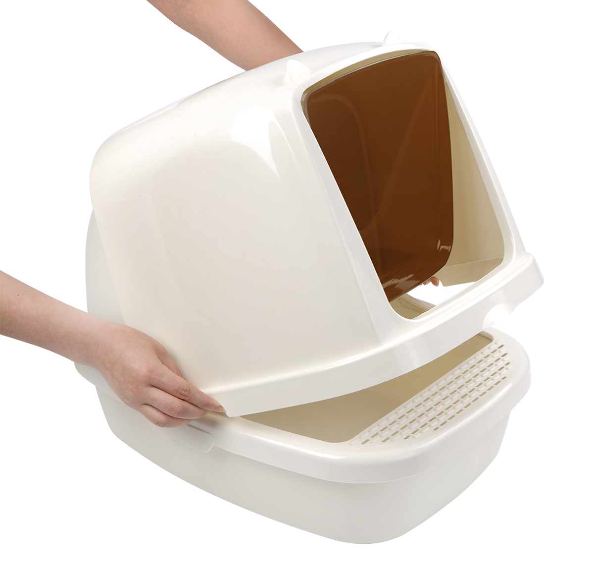 catidea cat ears cat litter box with self-standing scoop
